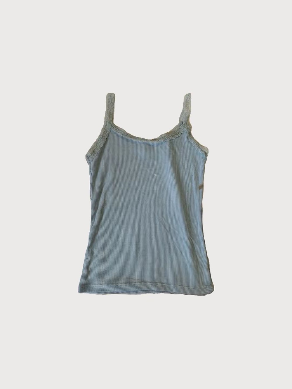 Street Wear Society Women’s Light Blue Lace-Trim Ribbed Tank Top